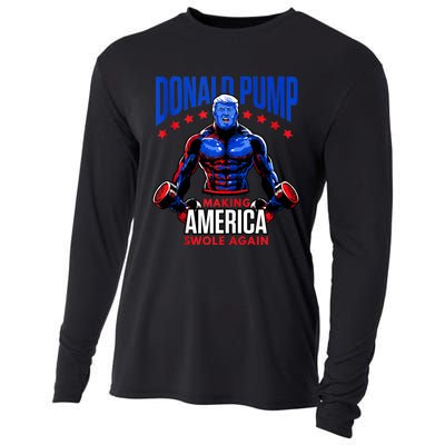 Donald Pump Swole America Trump Weight Lifting Gym Fitness Cooling Performance Long Sleeve Crew