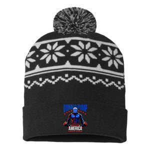 Donald Pump Swole America Trump Weight Lifting Gym Fitness USA-Made Snowflake Beanie