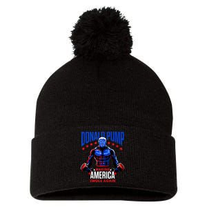 Donald Pump Swole America Trump Weight Lifting Gym Fitness Pom Pom 12in Knit Beanie