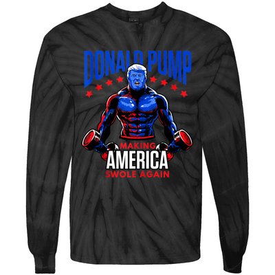 Donald Pump Swole America Trump Weight Lifting Gym Fitness Tie-Dye Long Sleeve Shirt