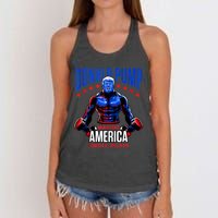 Donald Pump Swole America Trump Weight Lifting Gym Fitness Women's Knotted Racerback Tank