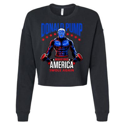 Donald Pump Swole America Trump Weight Lifting Gym Fitness Cropped Pullover Crew