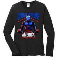 Donald Pump Swole America Trump Weight Lifting Gym Fitness Ladies Long Sleeve Shirt