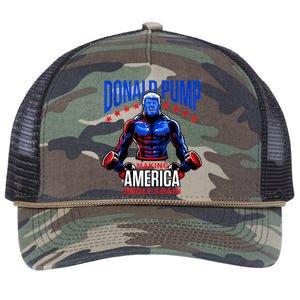 Donald Pump Swole America Trump Weight Lifting Gym Fitness Retro Rope Trucker Hat Cap