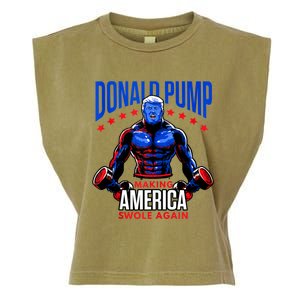 Donald Pump Swole America Trump Weight Lifting Gym Fitness Garment-Dyed Women's Muscle Tee