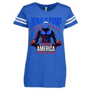 Donald Pump Swole America Trump Weight Lifting Gym Fitness Enza Ladies Jersey Football T-Shirt