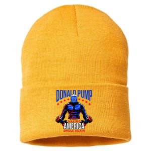 Donald Pump Swole America Trump Weight Lifting Gym Sustainable Knit Beanie