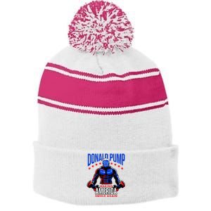 Donald Pump Swole America Trump Weight Lifting Gym Stripe Pom Pom Beanie