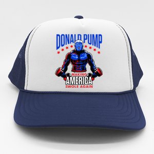 Donald Pump Swole America Trump Weight Lifting Gym Trucker Hat