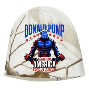 Donald Pump Swole America Trump Weight Lifting Gym Kati - Camo Knit Beanie