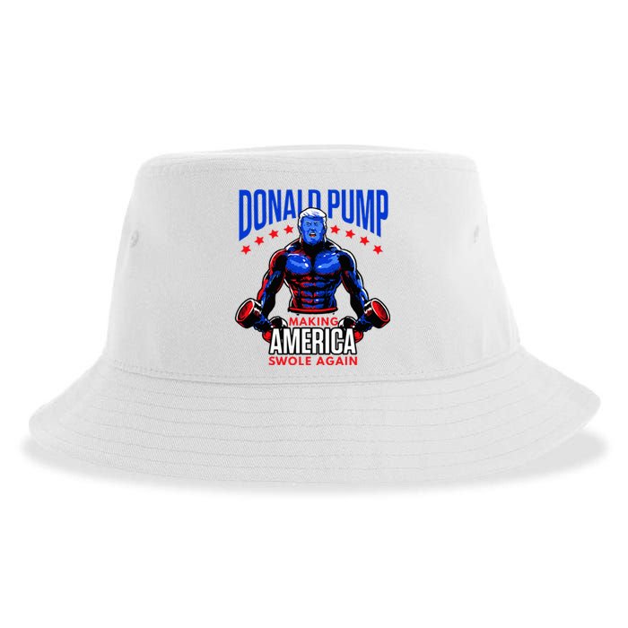 Donald Pump Swole America Trump Weight Lifting Gym Sustainable Bucket Hat