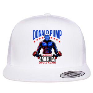 Donald Pump Swole America Trump Weight Lifting Gym Flat Bill Trucker Hat