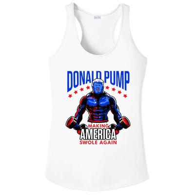 Donald Pump Swole America Trump Weight Lifting Gym Ladies PosiCharge Competitor Racerback Tank