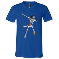 Dabbing Pirate Skeleton Funny Halloween Dab Meaningful Gift V-Neck T-Shirt