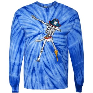 Dabbing Pirate Skeleton Funny Halloween Dab Meaningful Gift Tie-Dye Long Sleeve Shirt