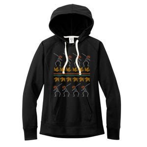 Dabbing Pumpkin Skeleton Gift Ugly Sweater Style Funny Gift Women's Fleece Hoodie