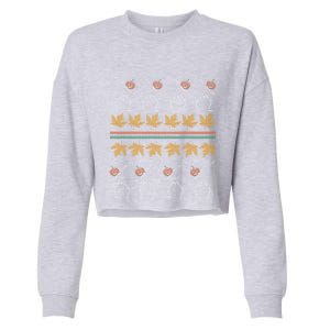 Dabbing Pumpkin Skeleton Gift Ugly Sweater Style Funny Gift Cropped Pullover Crew