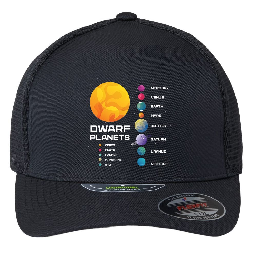 Dwarf Planets Space Astronaut Galaxy Mars Earth Venus Mercury Jupiter Flexfit Unipanel Trucker Cap
