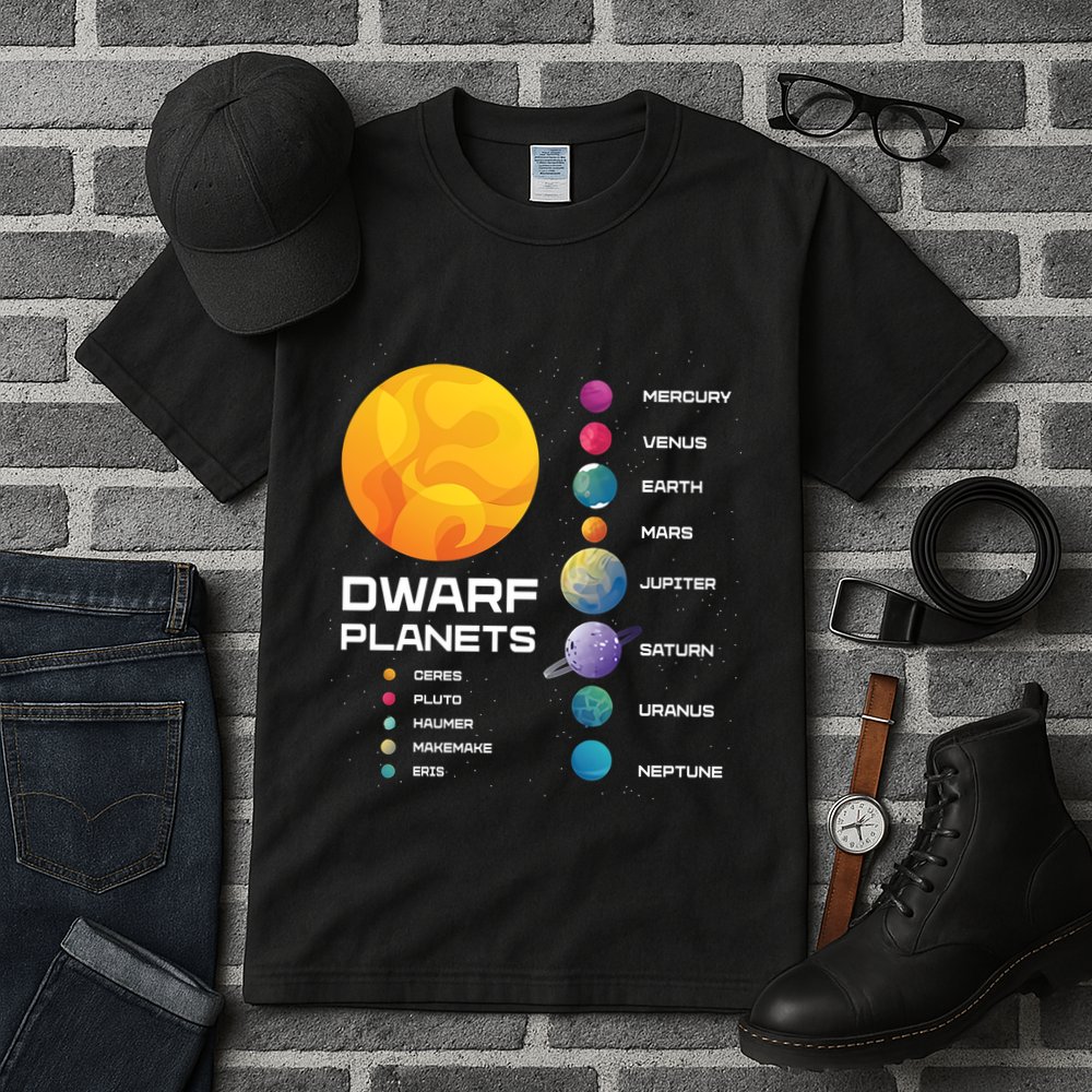 Dwarf Planets Space Astronaut Galaxy Mars Earth Venus Mercury Jupiter Tall T-Shirt