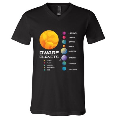 Dwarf Planets Space Astronaut Galaxy Mars Earth Venus Mercury Jupiter V-Neck T-Shirt