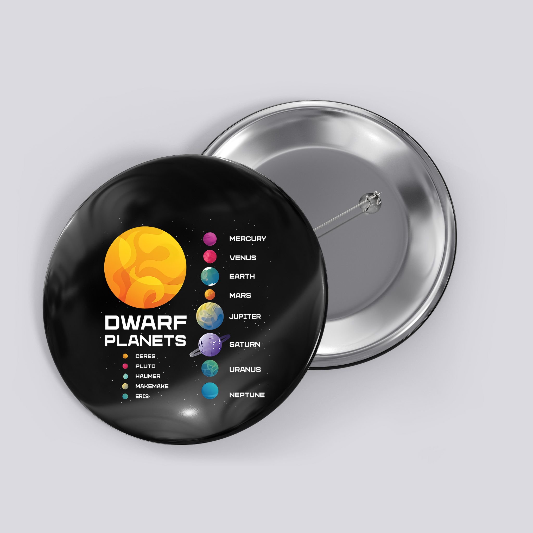 Dwarf Planets Space Astronaut Galaxy Mars Earth Venus Mercury Jupiter Button