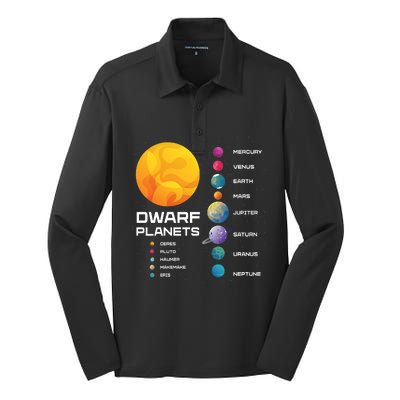 Dwarf Planets Space Astronaut Galaxy Mars Earth Venus Mercury Jupiter Silk Touch Performance Long Sleeve Polo