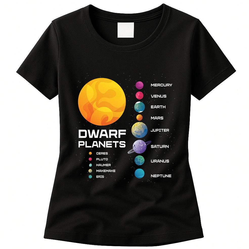 Dwarf Planets Space Astronaut Galaxy Mars Earth Venus Mercury Jupiter Womens T-Shirt