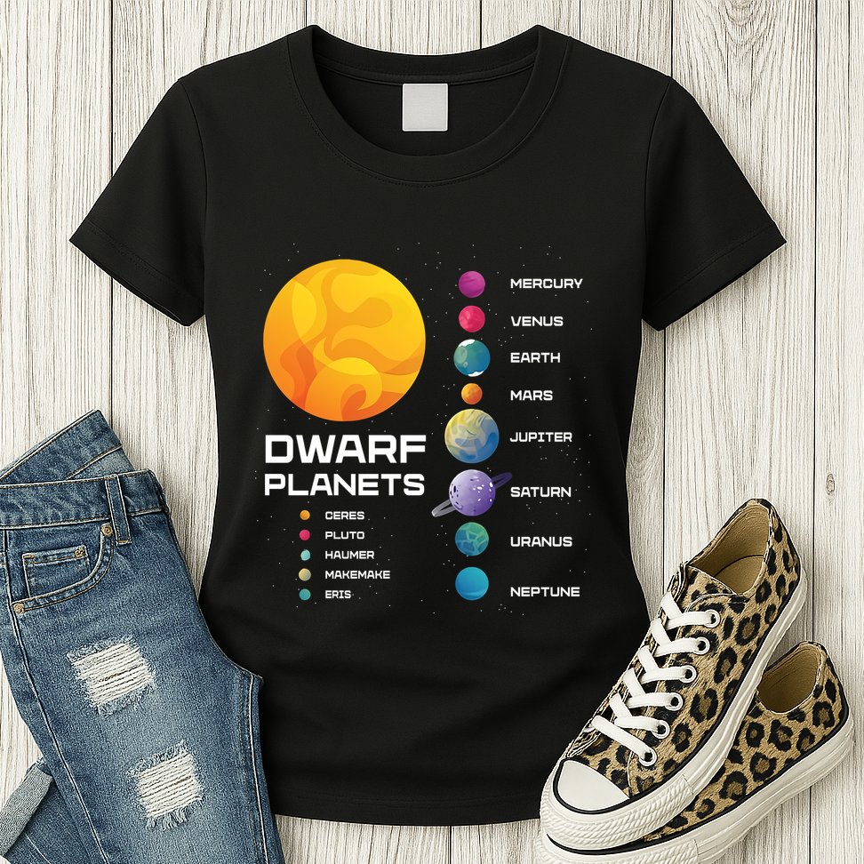 Dwarf Planets Space Astronaut Galaxy Mars Earth Venus Mercury Jupiter Womens T-Shirt