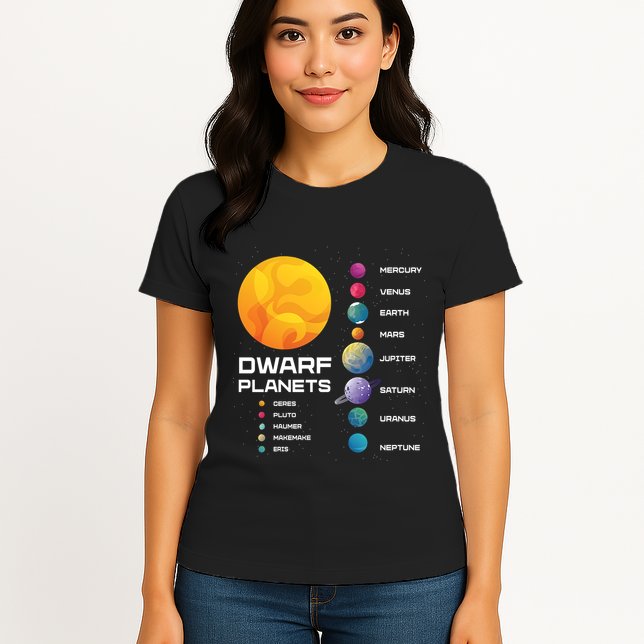 Dwarf Planets Space Astronaut Galaxy Mars Earth Venus Mercury Jupiter Womens T-Shirt