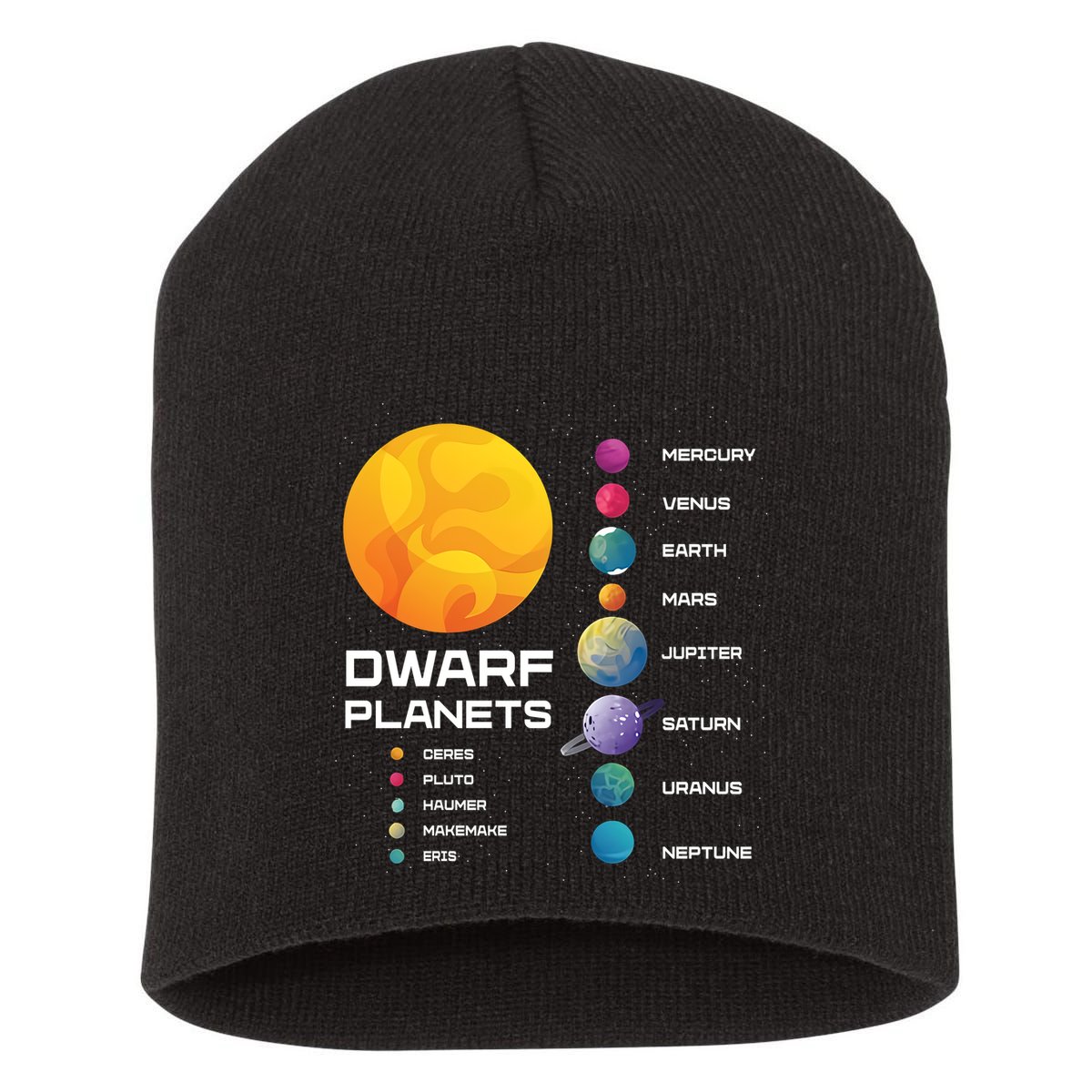 Dwarf Planets Space Astronaut Galaxy Mars Earth Venus Mercury Jupiter Short Acrylic Beanie