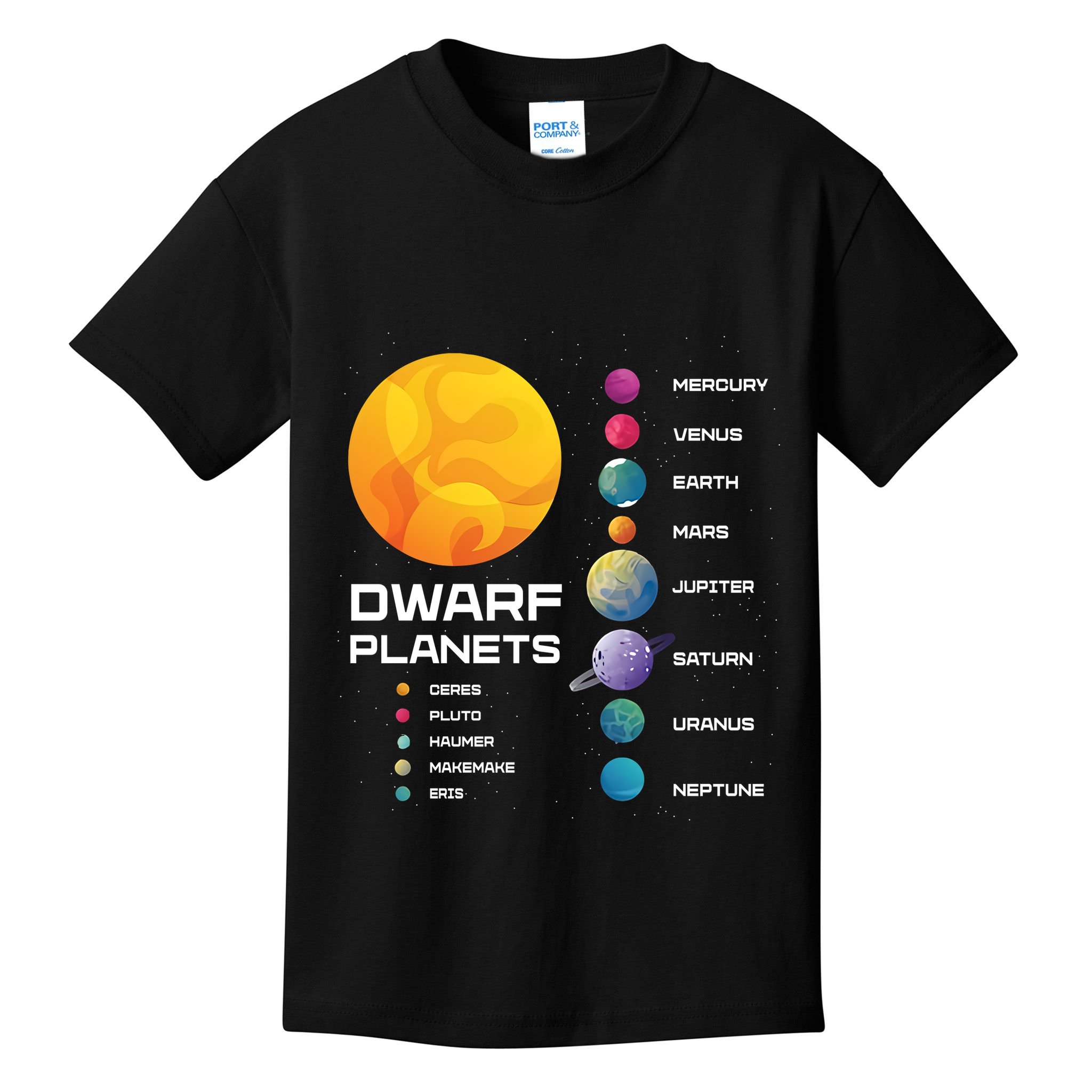 Dwarf Planets Space Astronaut Galaxy Mars Earth Venus Mercury Jupiter Kids T-Shirt