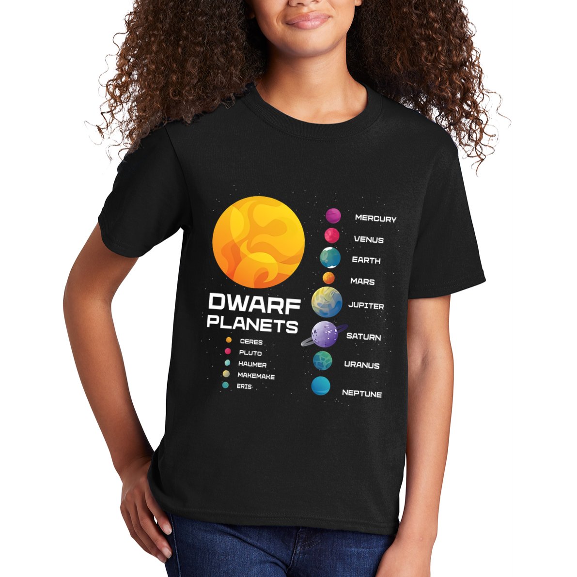 Dwarf Planets Space Astronaut Galaxy Mars Earth Venus Mercury Jupiter Kids T-Shirt