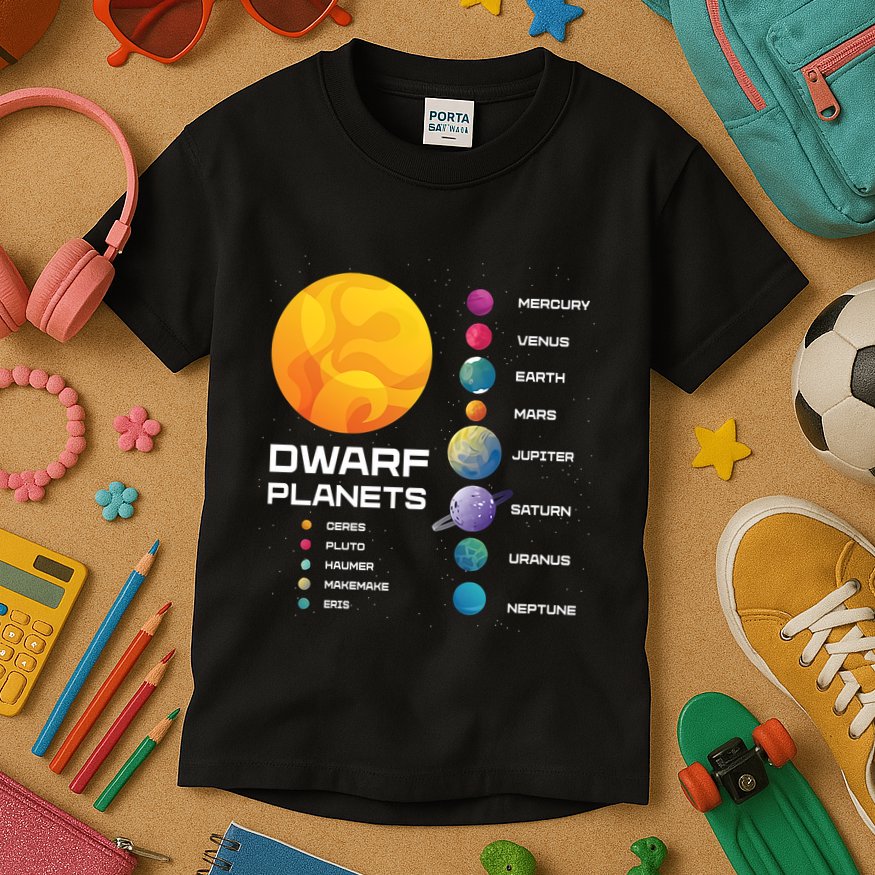 Dwarf Planets Space Astronaut Galaxy Mars Earth Venus Mercury Jupiter Kids T-Shirt