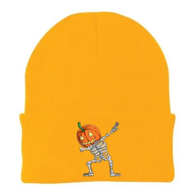 Dabbing Pumpkin Skeleton Halloween Meaningful Gift Dab Dance Skull Gift Knit Cap Winter Beanie