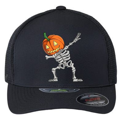 Dabbing Pumpkin Skeleton Halloween Meaningful Gift Dab Dance Skull Gift Flexfit Unipanel Trucker Cap