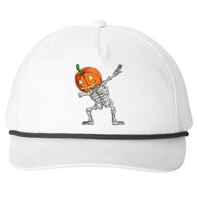 Dabbing Pumpkin Skeleton Halloween Meaningful Gift Dab Dance Skull Gift Snapback Five-Panel Rope Hat