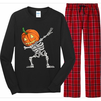 Dabbing Pumpkin Skeleton Halloween Meaningful Gift Dab Dance Skull Gift Long Sleeve Pajama Set