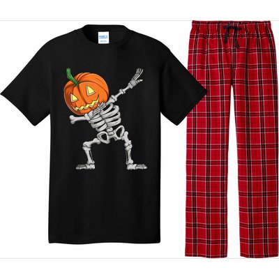 Dabbing Pumpkin Skeleton Halloween Meaningful Gift Dab Dance Skull Gift Pajama Set