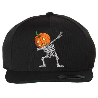 Dabbing Pumpkin Skeleton Halloween Meaningful Gift Dab Dance Skull Gift Wool Snapback Cap