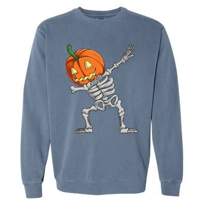 Dabbing Pumpkin Skeleton Halloween Meaningful Gift Dab Dance Skull Gift Garment-Dyed Sweatshirt