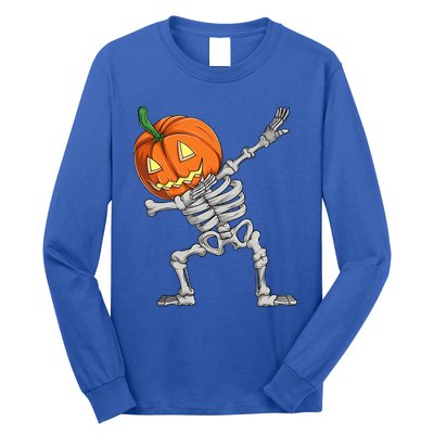 Dabbing Pumpkin Skeleton Halloween Meaningful Gift Dab Dance Skull Gift Long Sleeve Shirt