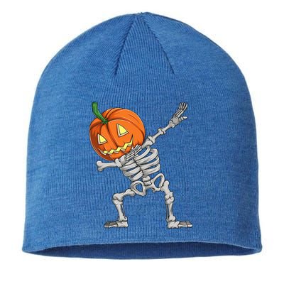 Dabbing Pumpkin Skeleton Halloween Meaningful Gift Dab Dance Skull Gift Sustainable Beanie