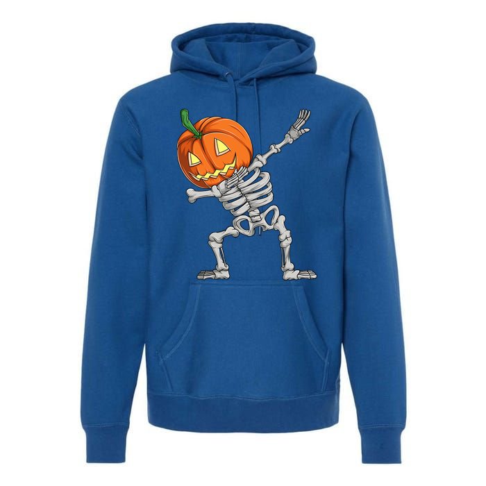 Dabbing Pumpkin Skeleton Halloween Meaningful Gift Dab Dance Skull Gift Premium Hoodie