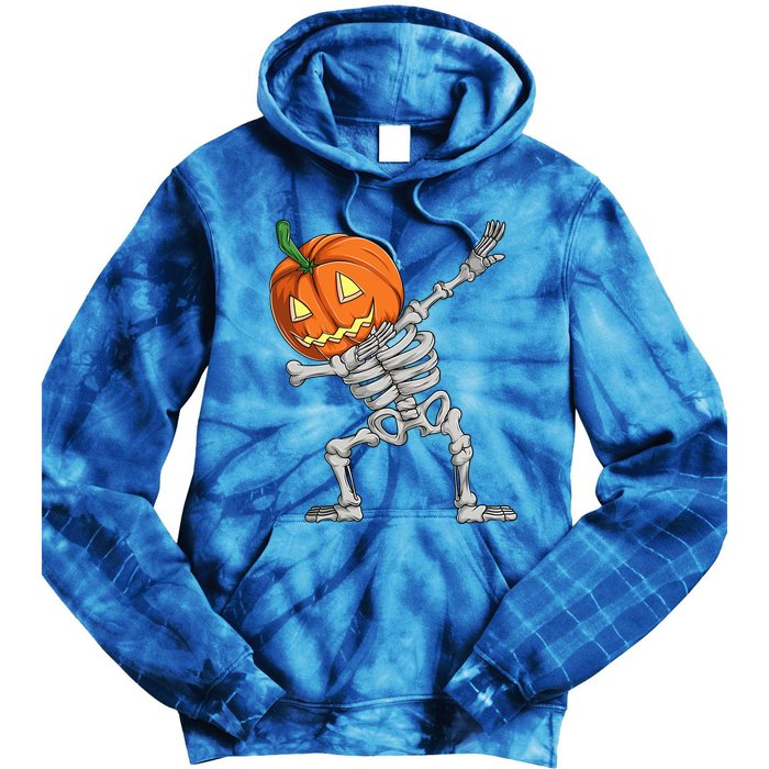 Dabbing Pumpkin Skeleton Halloween Meaningful Gift Dab Dance Skull Gift Tie Dye Hoodie