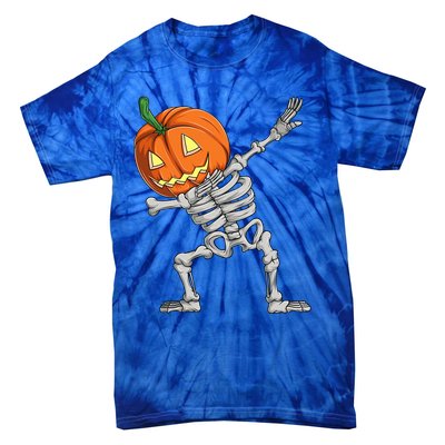 Dabbing Pumpkin Skeleton Halloween Meaningful Gift Dab Dance Skull Gift Tie-Dye T-Shirt