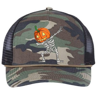 Dabbing Pumpkin Skeleton Halloween Meaningful Gift Dab Dance Skull Gift Retro Rope Trucker Hat Cap