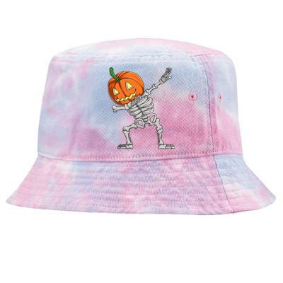 Dabbing Pumpkin Skeleton Halloween Meaningful Gift Dab Dance Skull Gift Tie-Dyed Bucket Hat