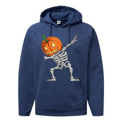 Dabbing Pumpkin Skeleton Halloween Meaningful Gift Dab Dance Skull Gift Performance Fleece Hoodie