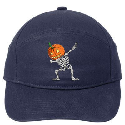 Dabbing Pumpkin Skeleton Halloween Meaningful Gift Dab Dance Skull Gift 7-Panel Snapback Hat