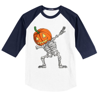 Dabbing Pumpkin Skeleton Halloween Meaningful Gift Dab Dance Skull Gift Baseball Sleeve Shirt